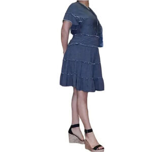 Max Studio New Smocked Waist Tiered Dress Black and White